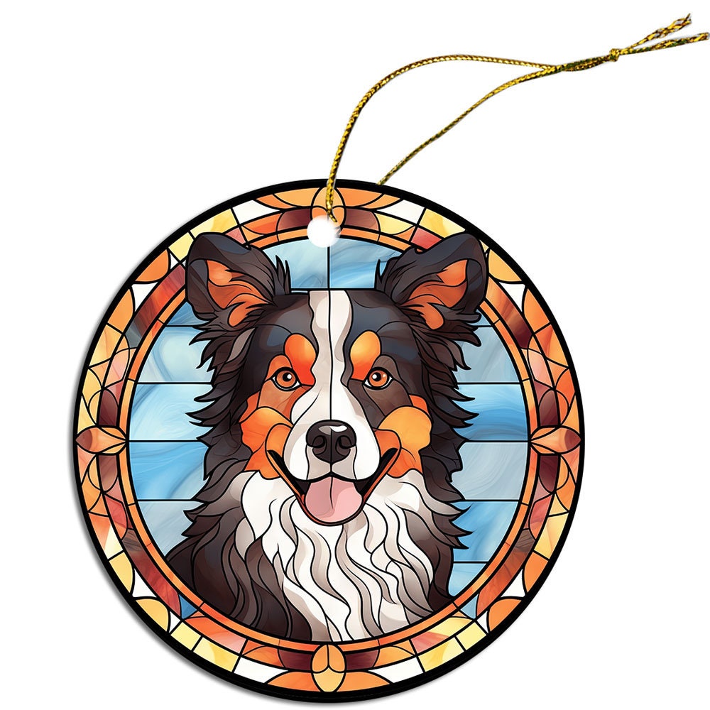 Dog Breed Christmas Ornament Stained Glass Style, 