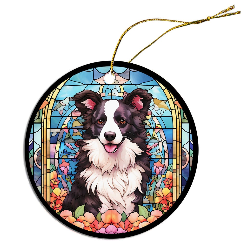 Dog Breed Christmas Ornament Stained Glass Style, 