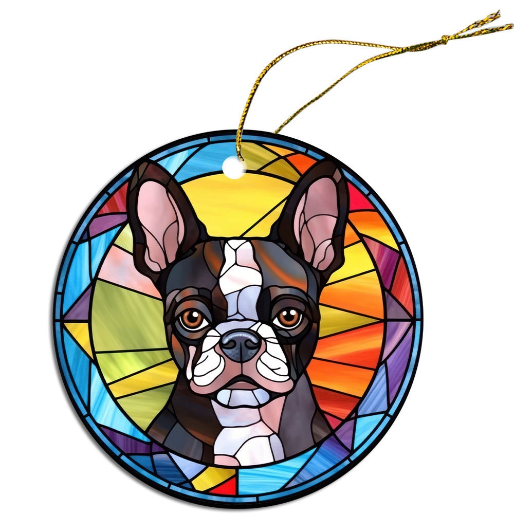 Dog Breed Christmas Ornament Stained Glass Style, 