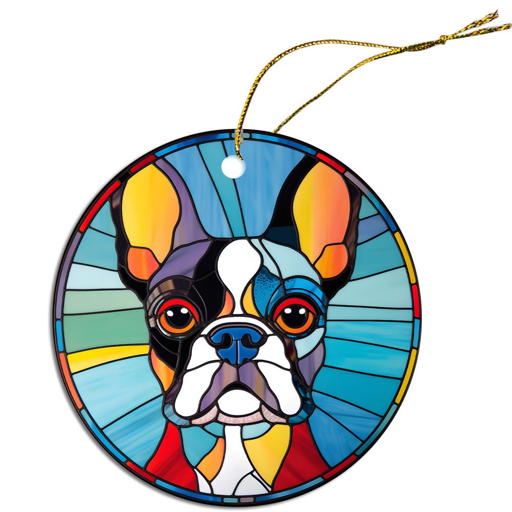 Dog Breed Christmas Ornament Stained Glass Style, 