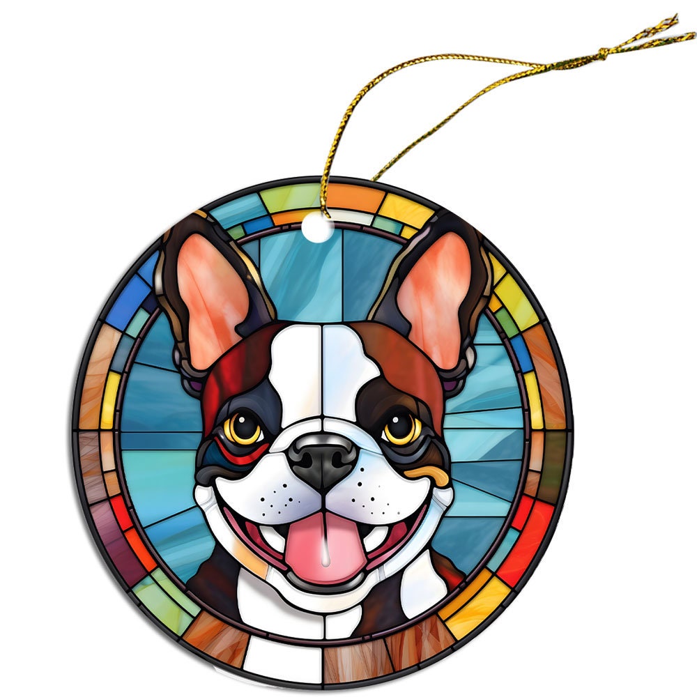 Dog Breed Christmas Ornament Stained Glass Style, 