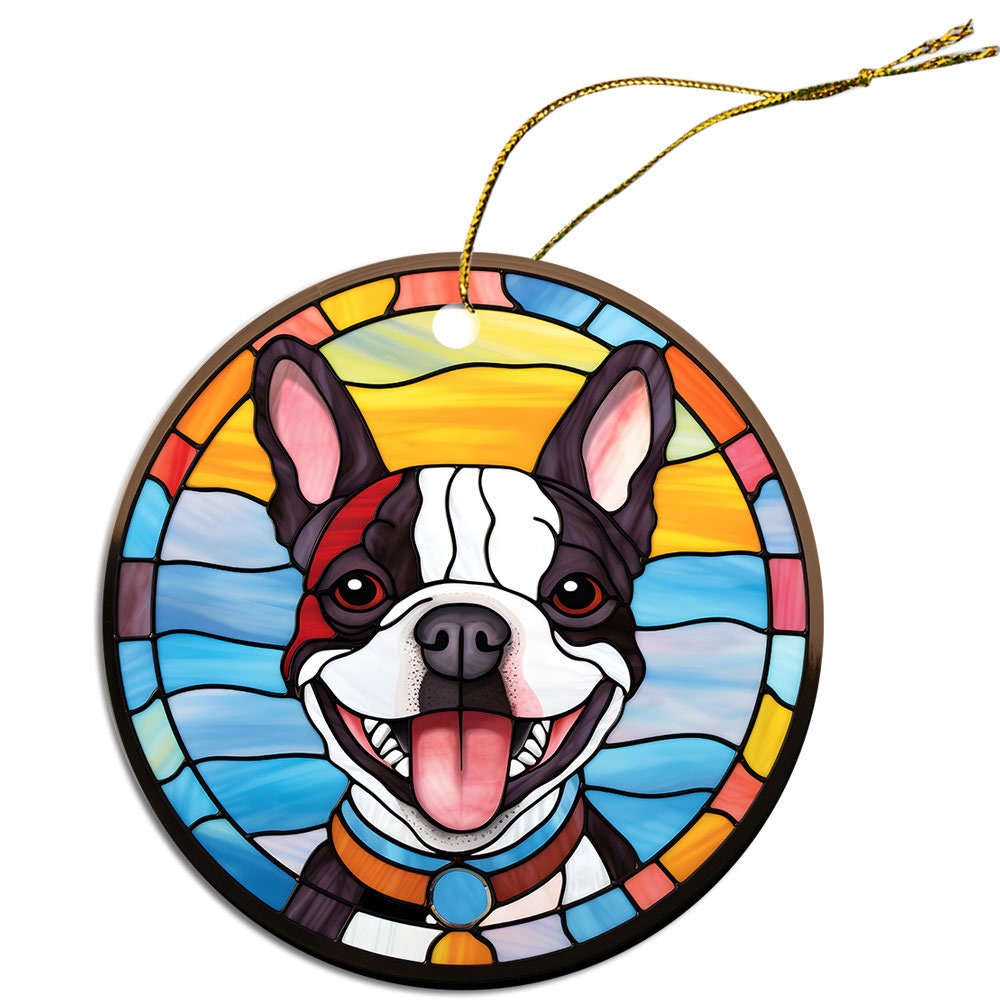 Dog Breed Christmas Ornament Stained Glass Style, 