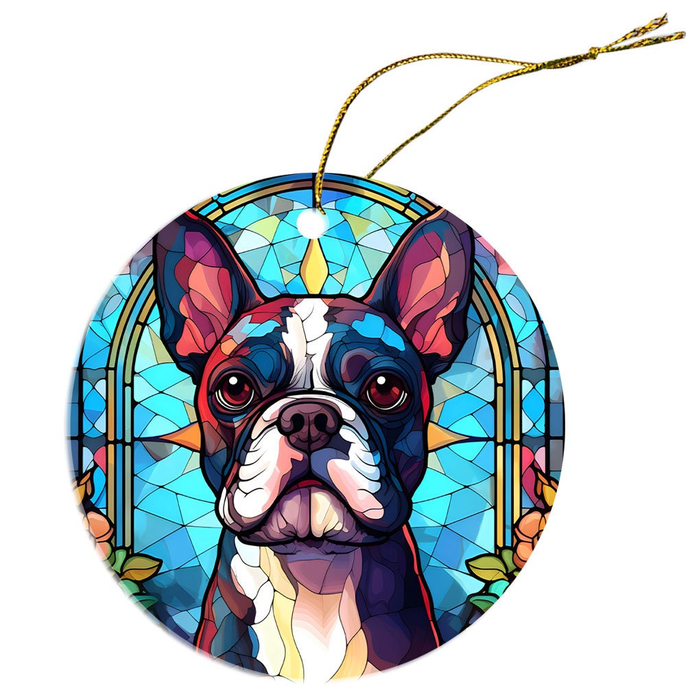 Dog Breed Christmas Ornament Stained Glass Style, 