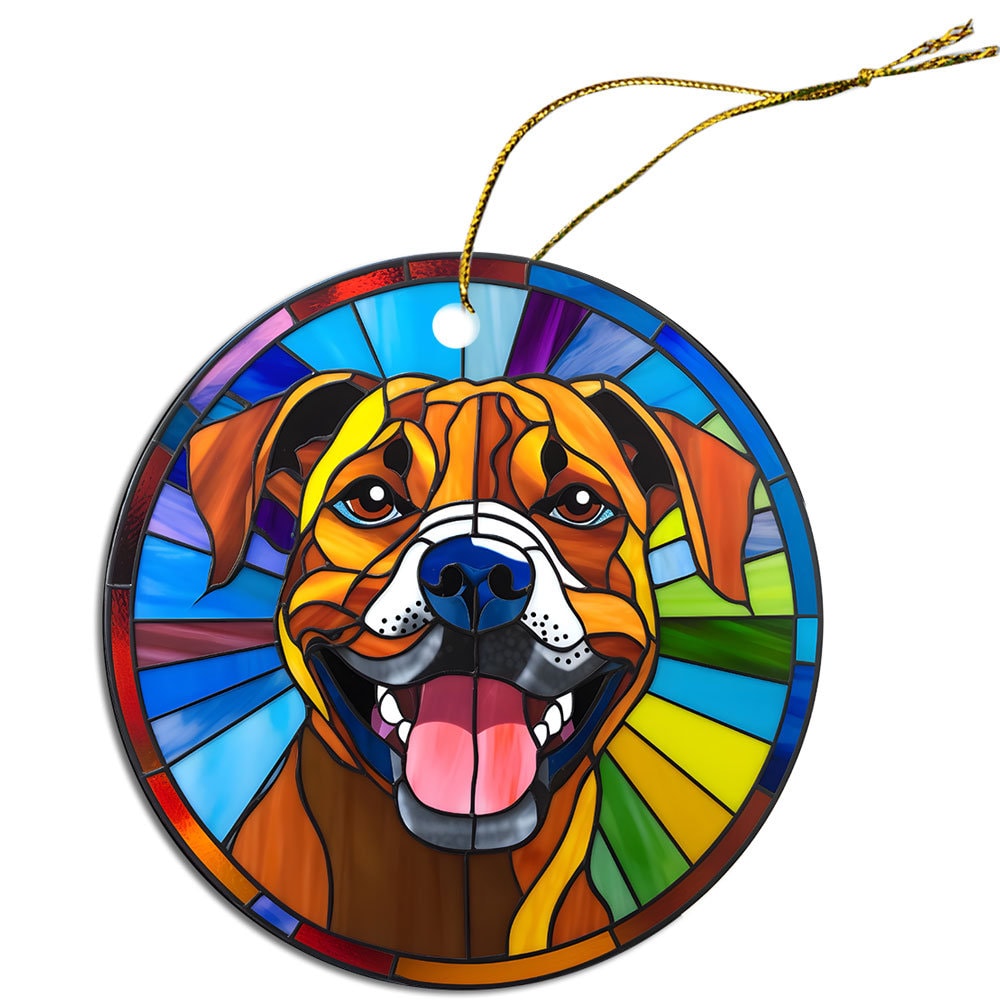 Dog Breed Christmas Ornament Stained Glass Style, 