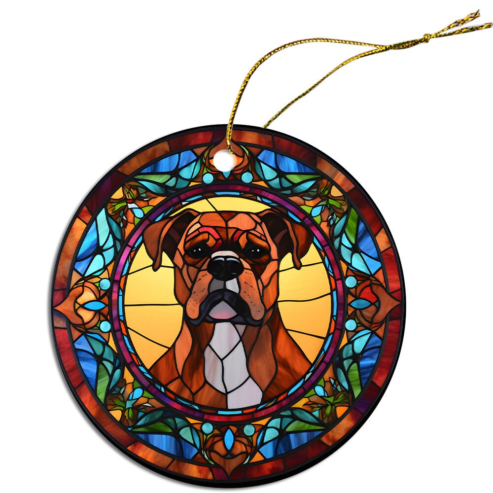 Dog Breed Christmas Ornament Stained Glass Style, 