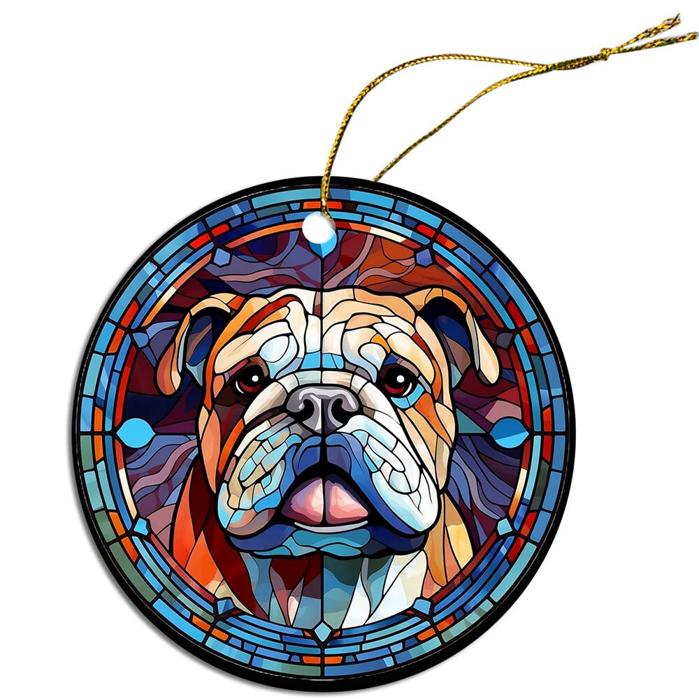 Dog Breed Christmas Ornament Stained Glass Style, 