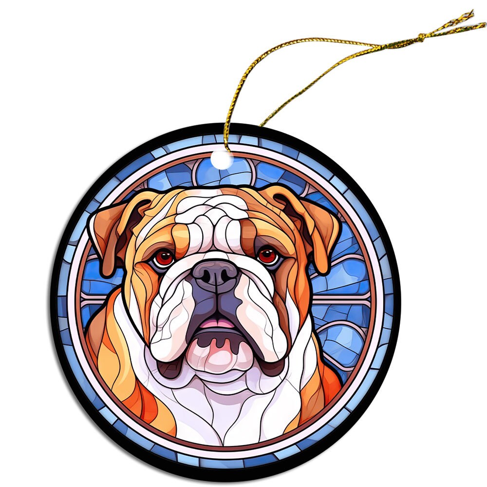 Dog Breed Christmas Ornament Stained Glass Style, 