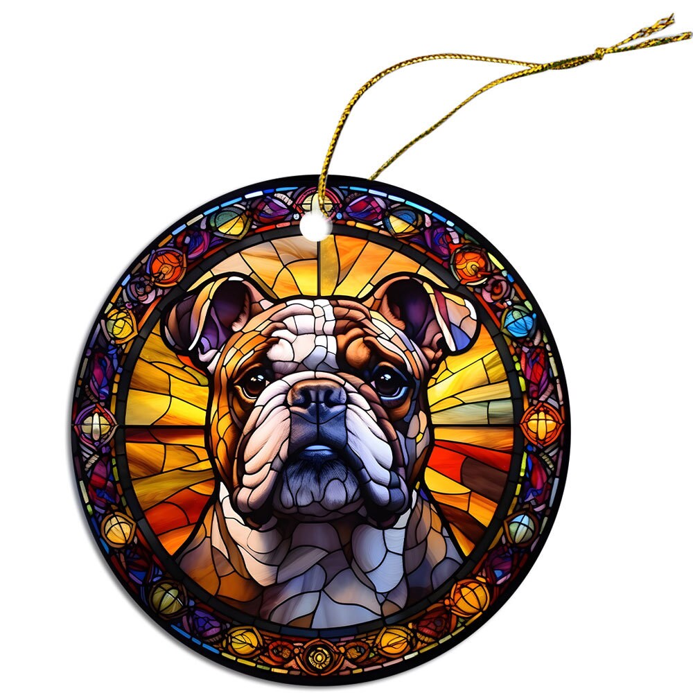 Dog Breed Christmas Ornament Stained Glass Style, 