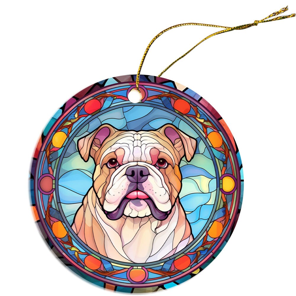 Dog Breed Christmas Ornament Stained Glass Style, 