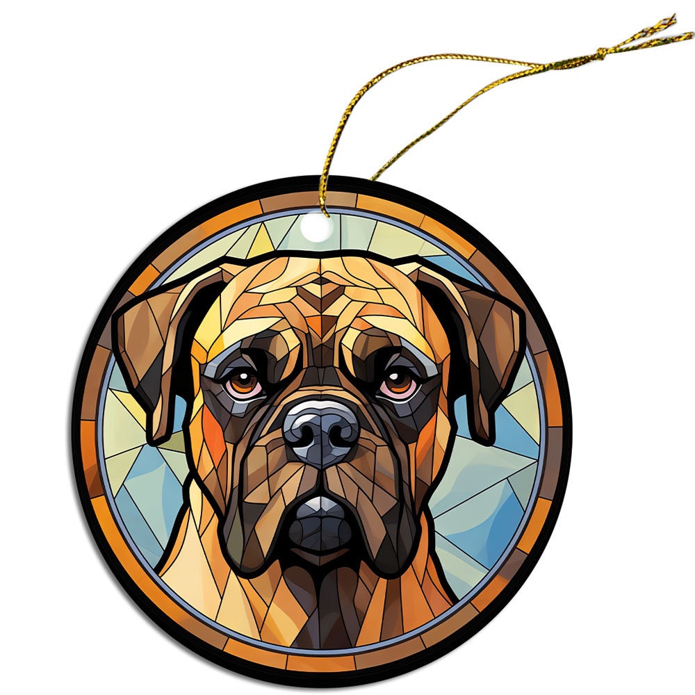 Dog Breed Christmas Ornament Stained Glass Style, 