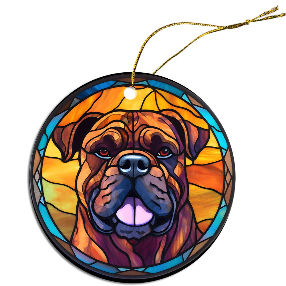 Dog Breed Christmas Ornament Stained Glass Style, 