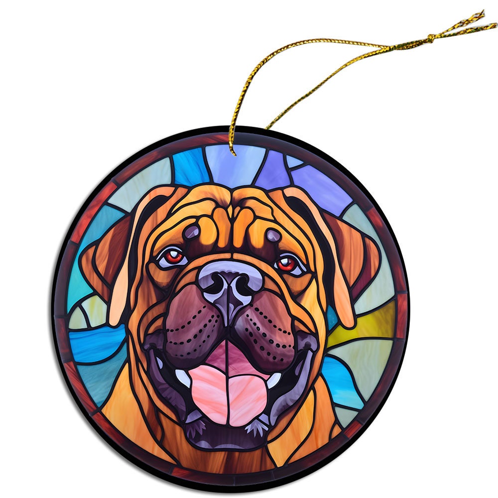 Dog Breed Christmas Ornament Stained Glass Style, 