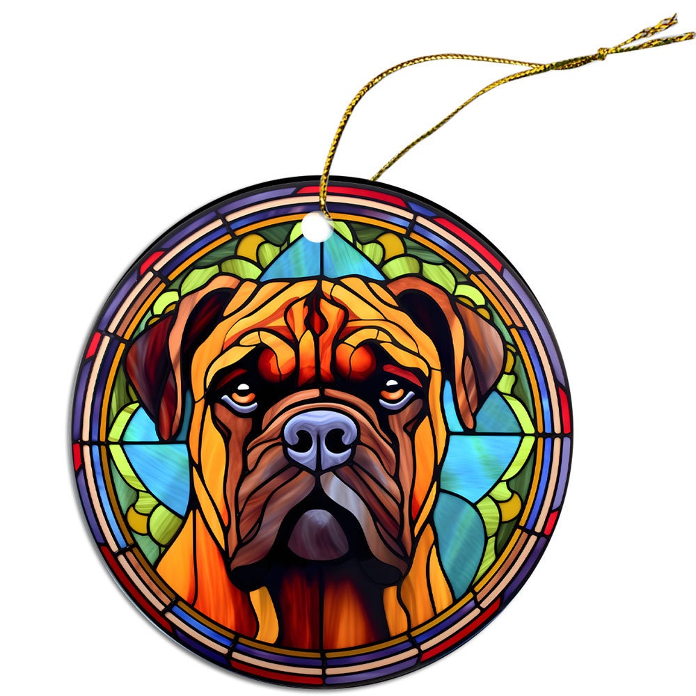 Dog Breed Christmas Ornament Stained Glass Style, 