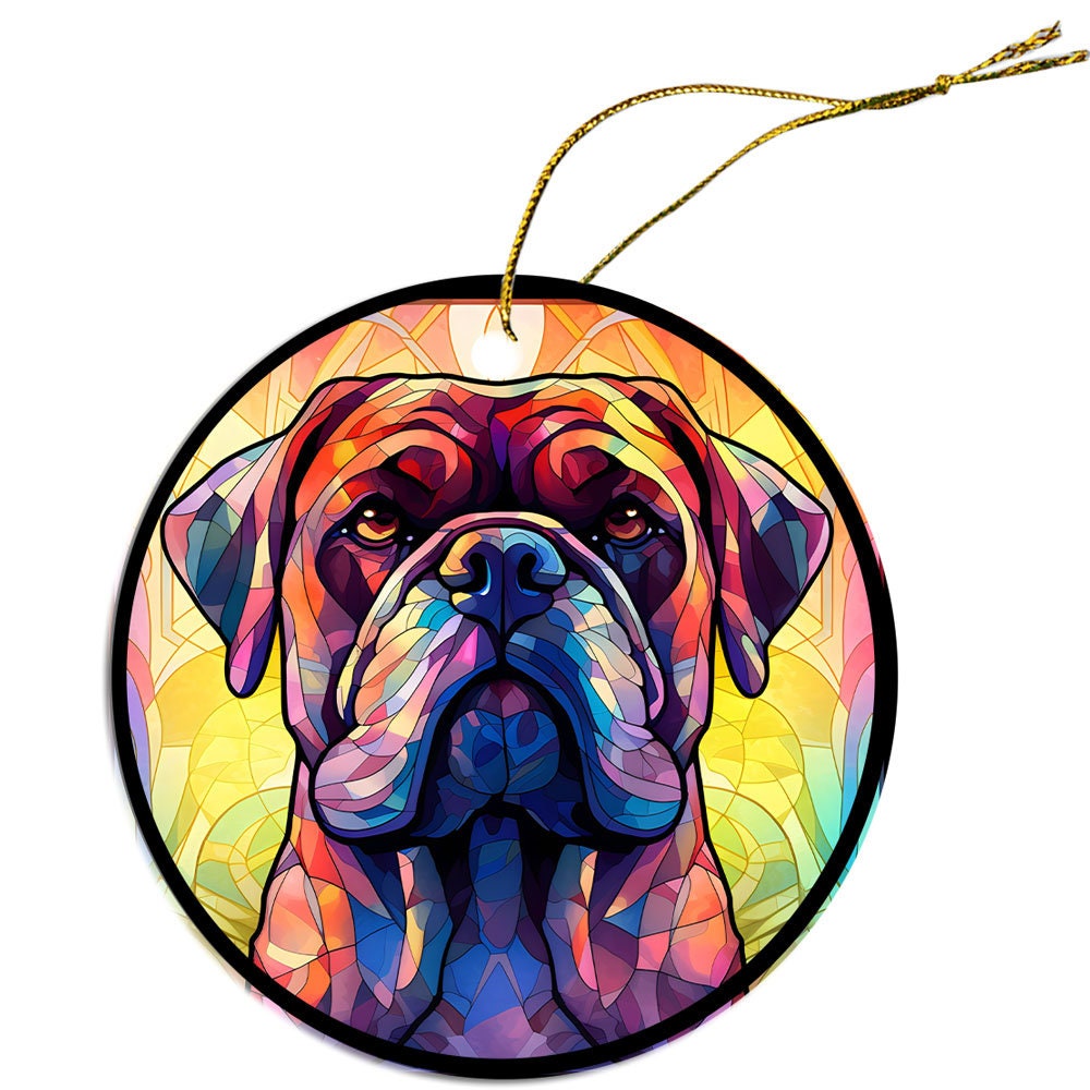 Dog Breed Christmas Ornament Stained Glass Style, 