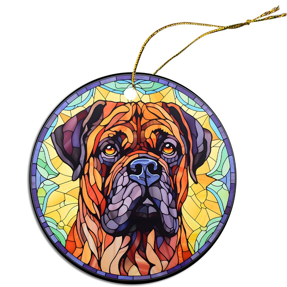 Dog Breed Christmas Ornament Stained Glass Style, 