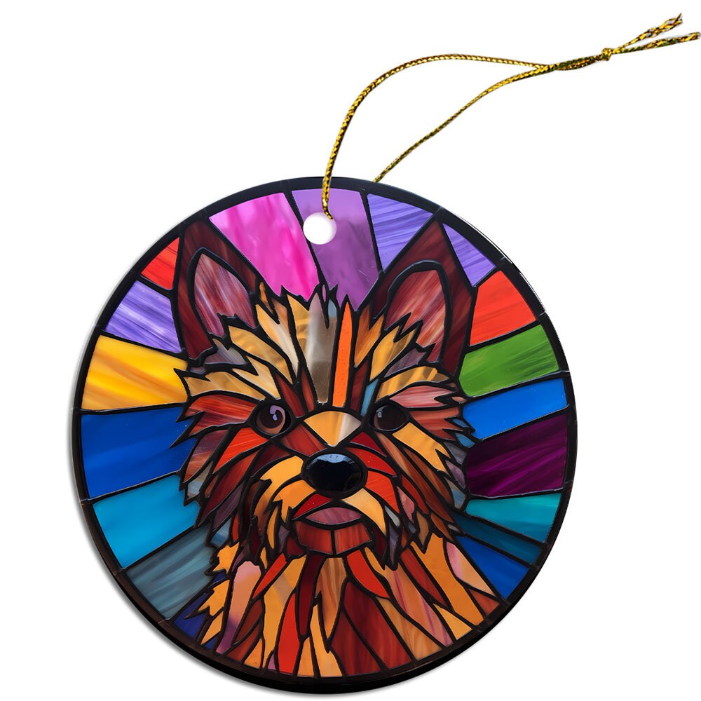 Dog Breed Christmas Ornament Stained Glass Style, 