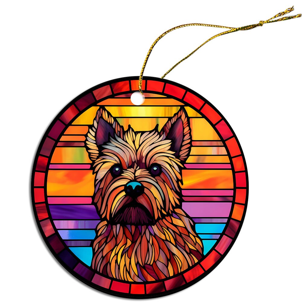 Dog Breed Christmas Ornament Stained Glass Style, 