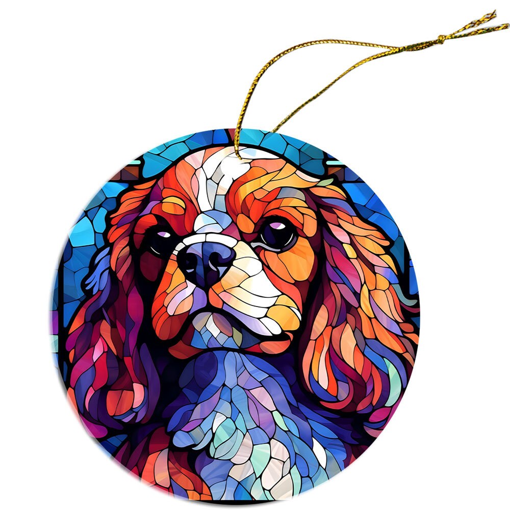 Dog Breed Christmas Ornament Stained Glass Style, 