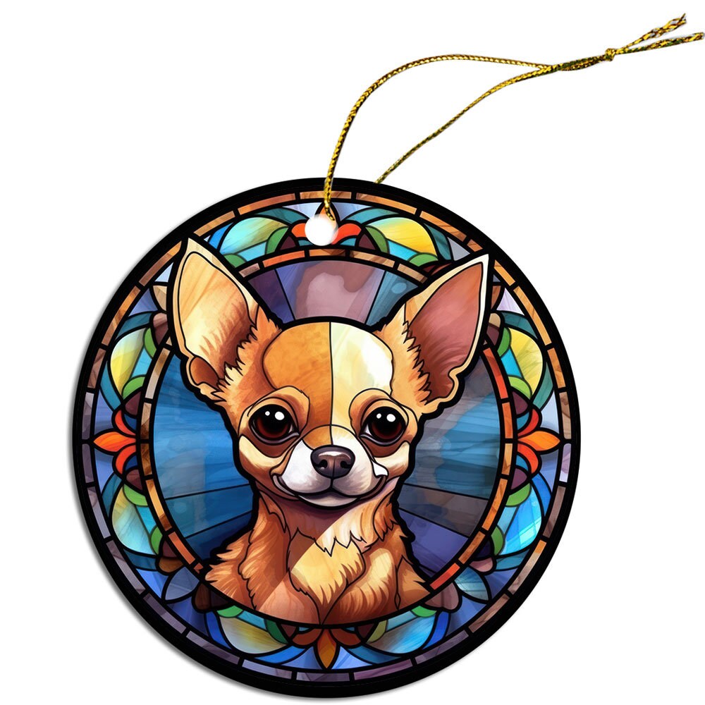 Dog Breed Christmas Ornament Stained Glass Style, 