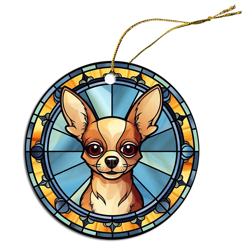 Dog Breed Christmas Ornament Stained Glass Style, 