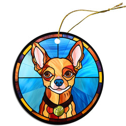 Dog Breed Christmas Ornament Stained Glass Style, "Chihuahua"