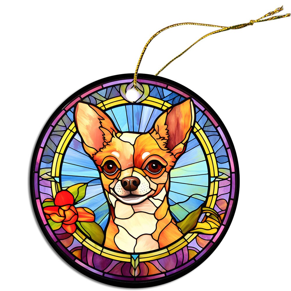 Dog Breed Christmas Ornament Stained Glass Style, 