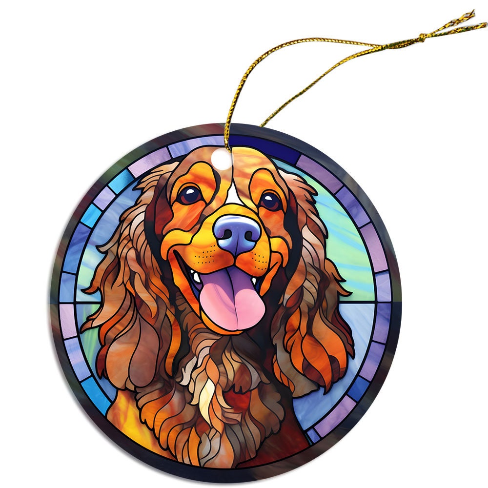 Dog Breed Christmas Ornament Stained Glass Style, 