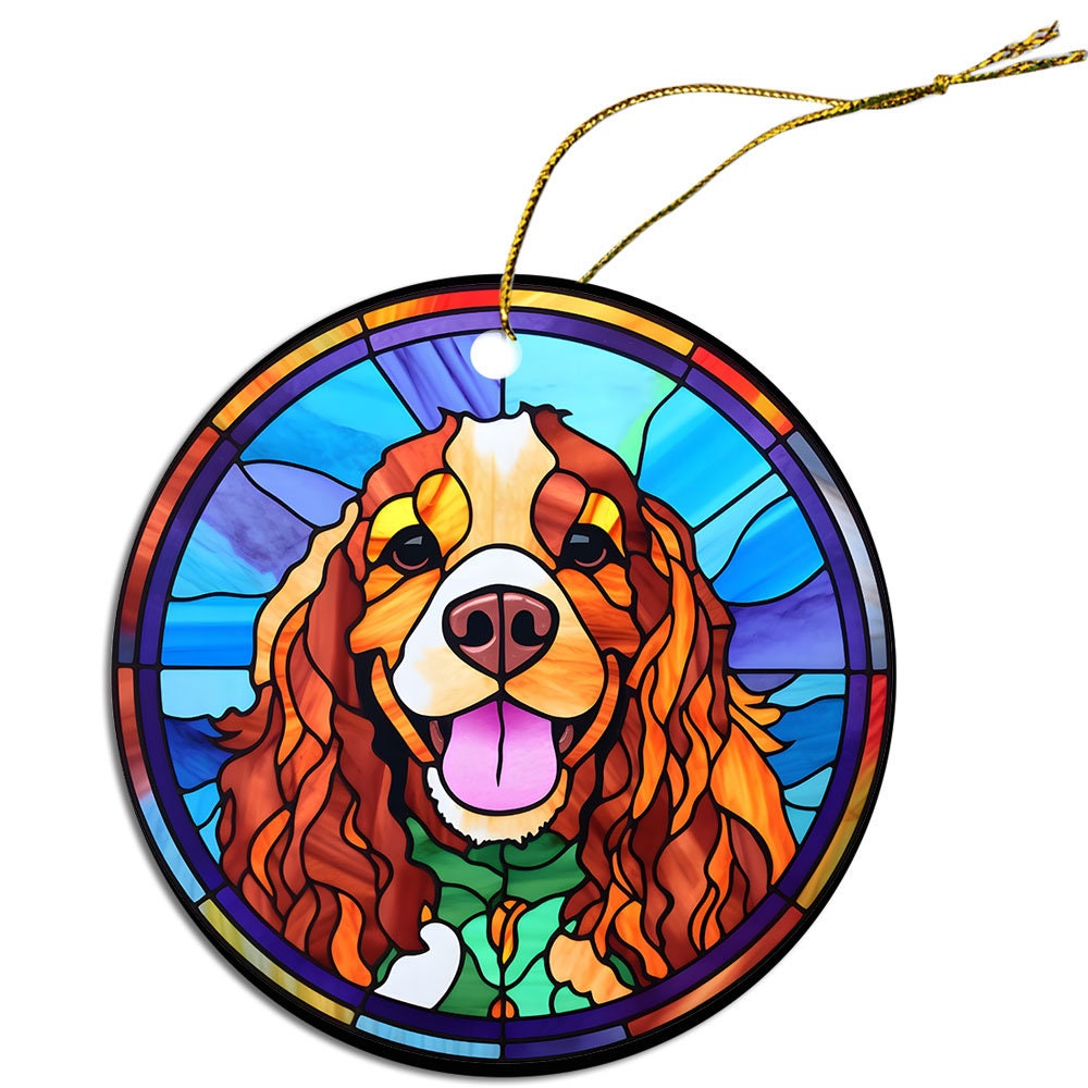 Dog Breed Christmas Ornament Stained Glass Style, 