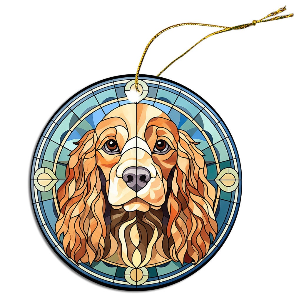 Dog Breed Christmas Ornament Stained Glass Style, 