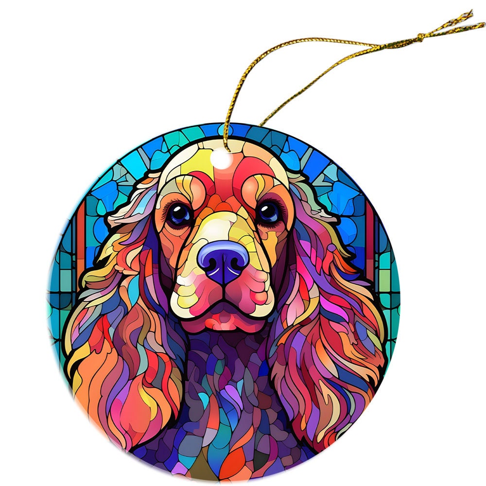 Dog Breed Christmas Ornament Stained Glass Style, 