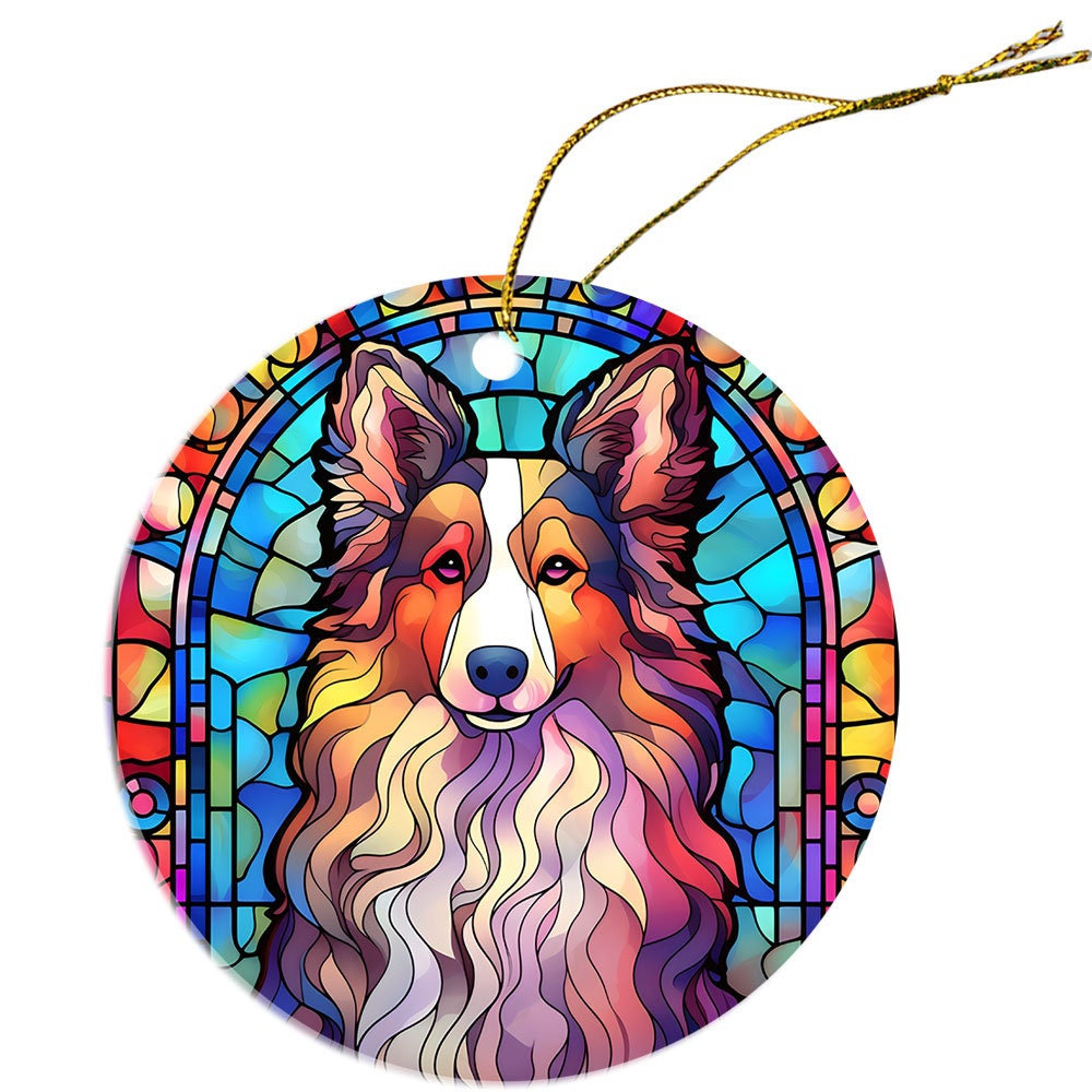 Dog Breed Christmas Ornament Stained Glass Style, 