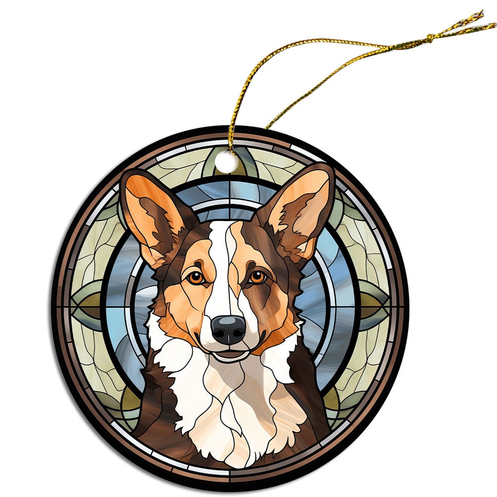 Dog Breed Christmas Ornament Stained Glass Style, 