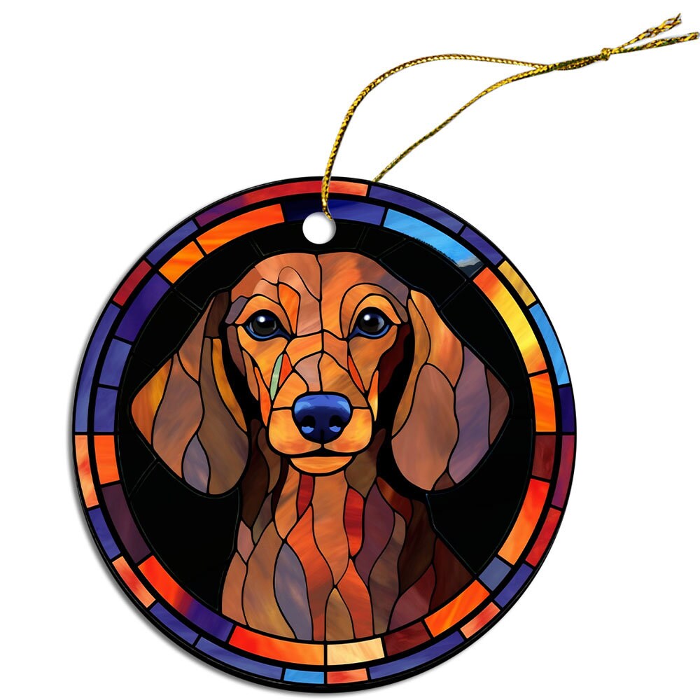 Dog Breed Christmas Ornament Stained Glass Style, 