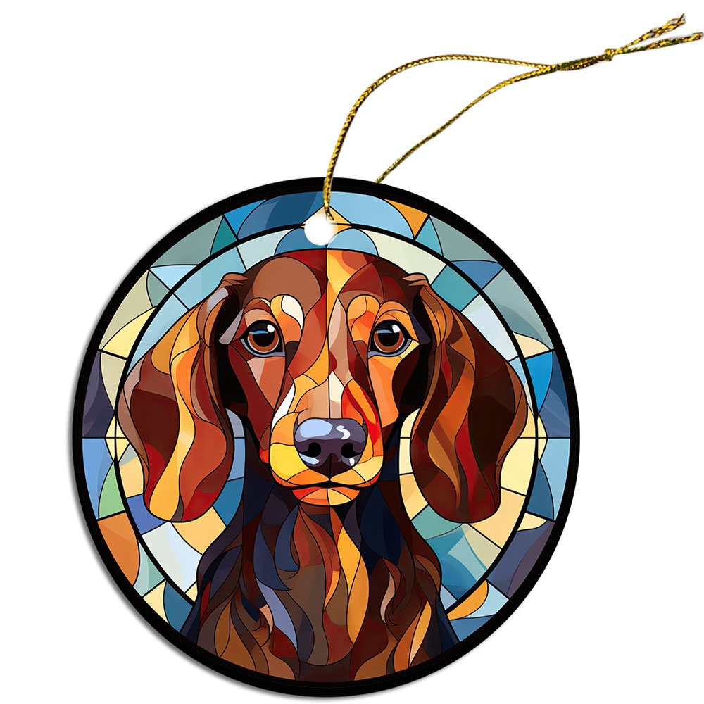 Dog Breed Christmas Ornament Stained Glass Style, 