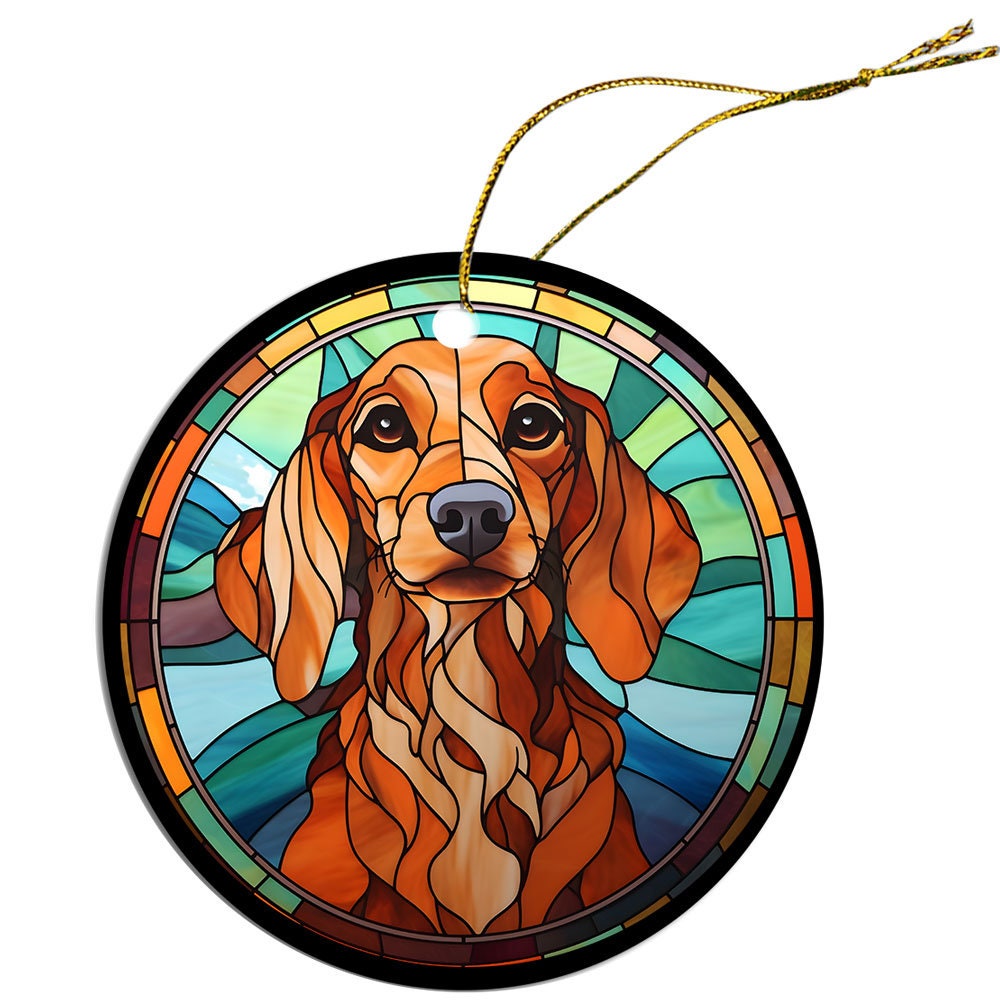 Dog Breed Christmas Ornament Stained Glass Style, 