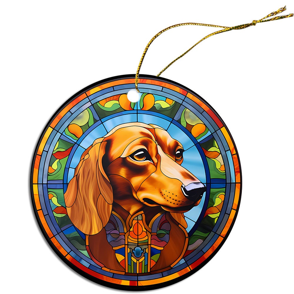 Dog Breed Christmas Ornament Stained Glass Style, 