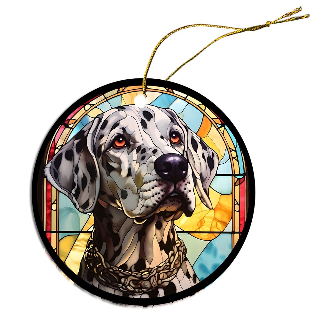 Dog Breed Christmas Ornament Stained Glass Style, 