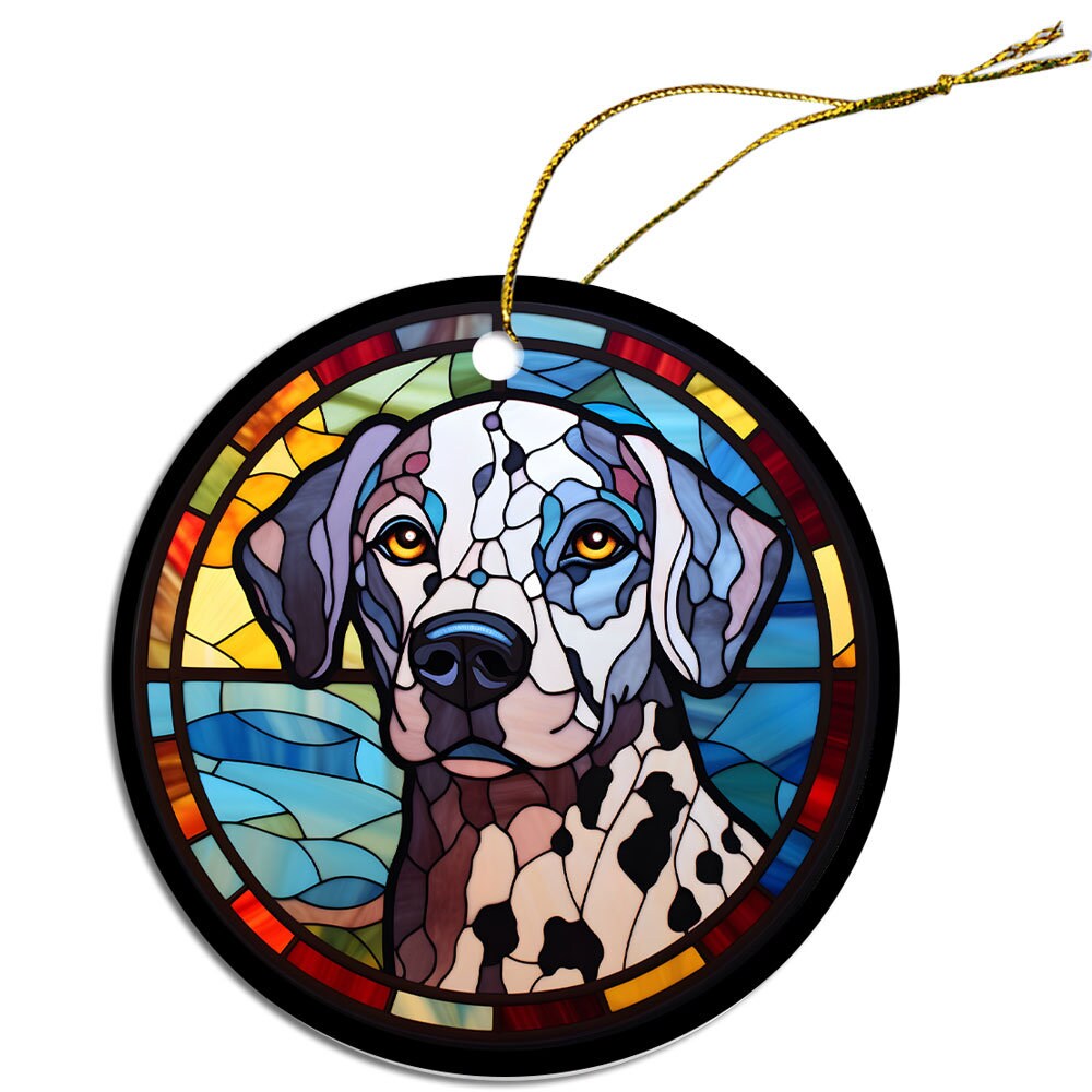 Dog Breed Christmas Ornament Stained Glass Style, 