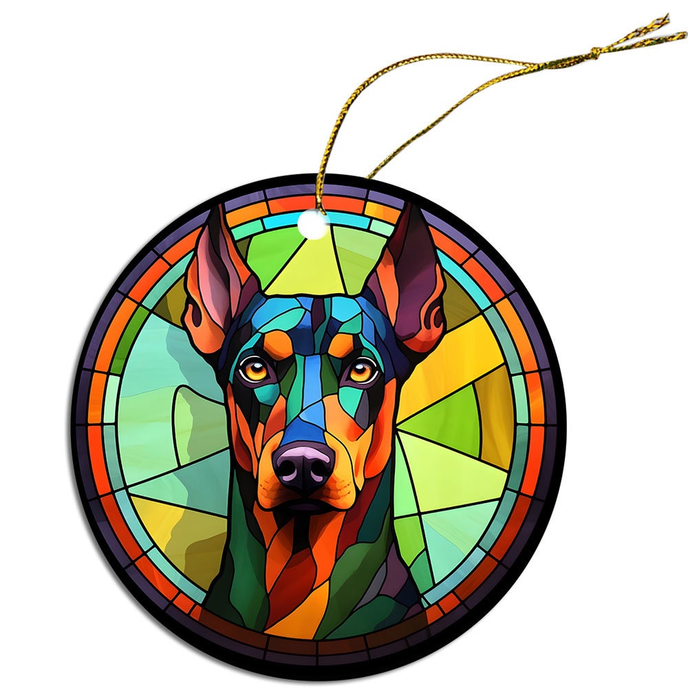 Dog Breed Christmas Ornament Stained Glass Style, 