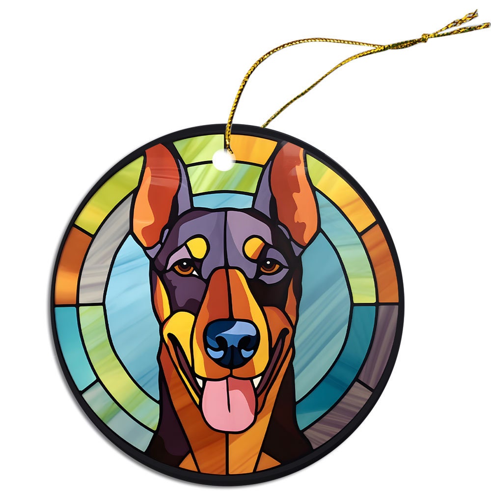 Dog Breed Christmas Ornament Stained Glass Style, 