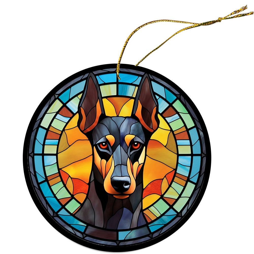 Dog Breed Christmas Ornament Stained Glass Style, 