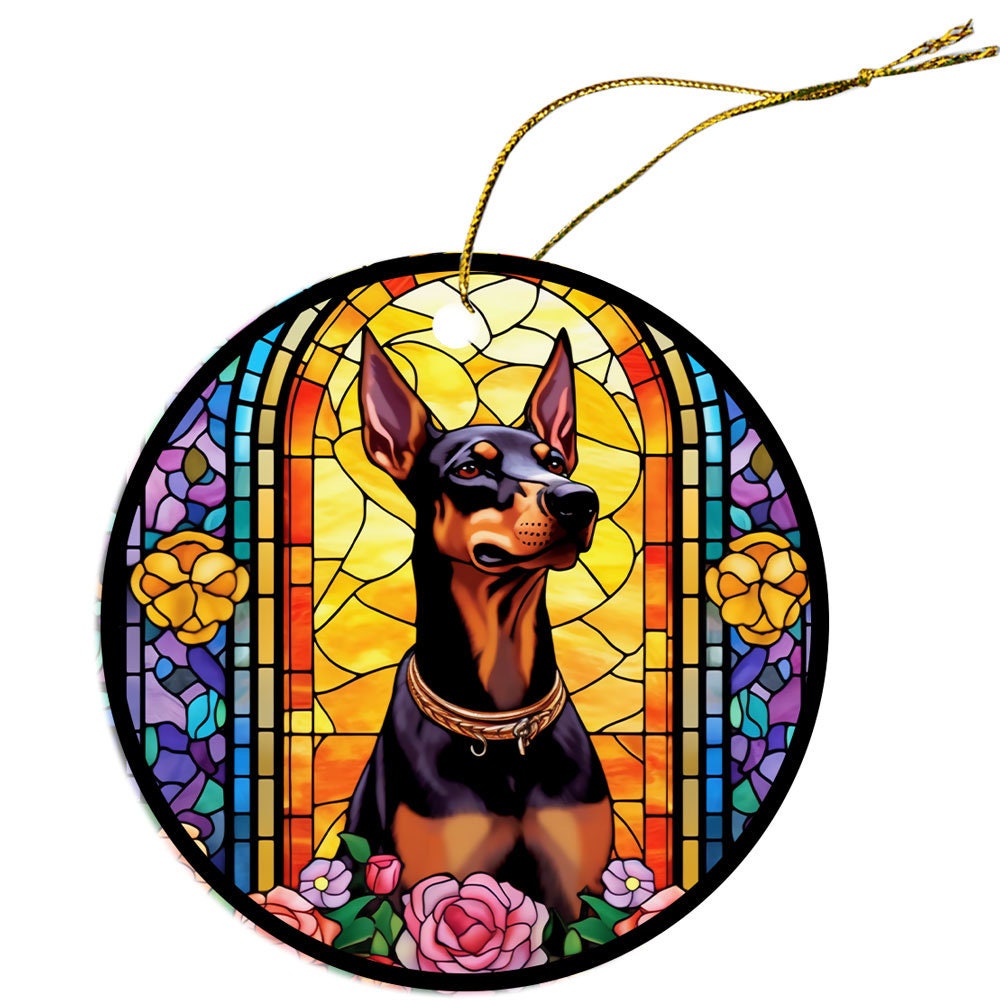 Dog Breed Christmas Ornament Stained Glass Style, 