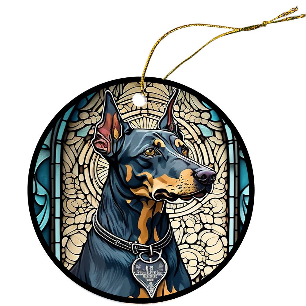 Dog Breed Christmas Ornament Stained Glass Style, 