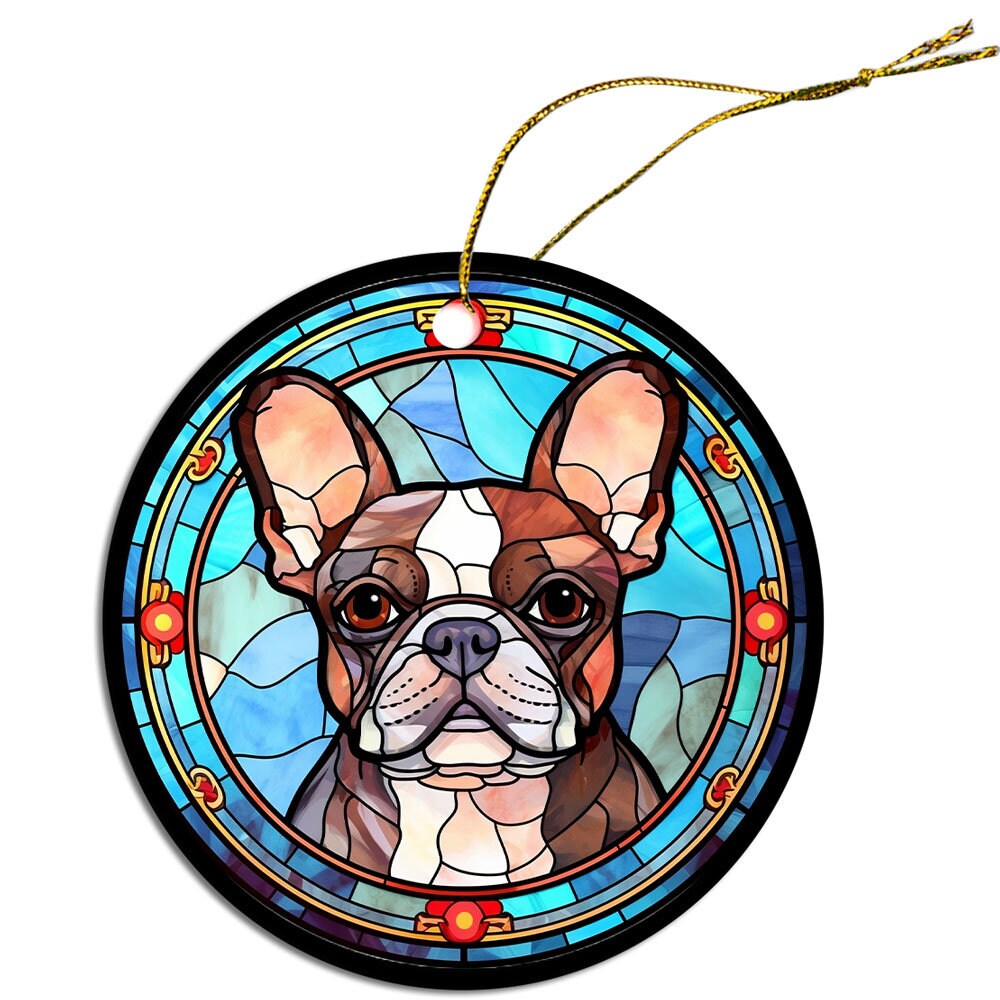 Dog Breed Christmas Ornament Stained Glass Style, 