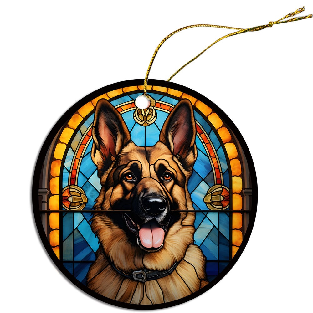 Dog Breed Christmas Ornament Stained Glass Style, 