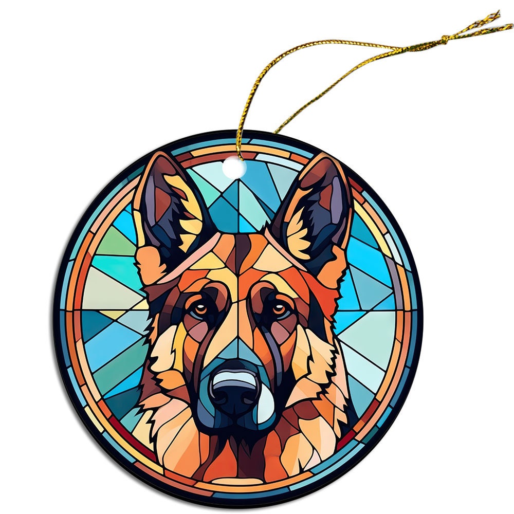 Dog Breed Christmas Ornament Stained Glass Style, 