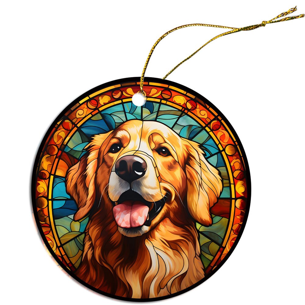 Dog Breed Christmas Ornament Stained Glass Style, 