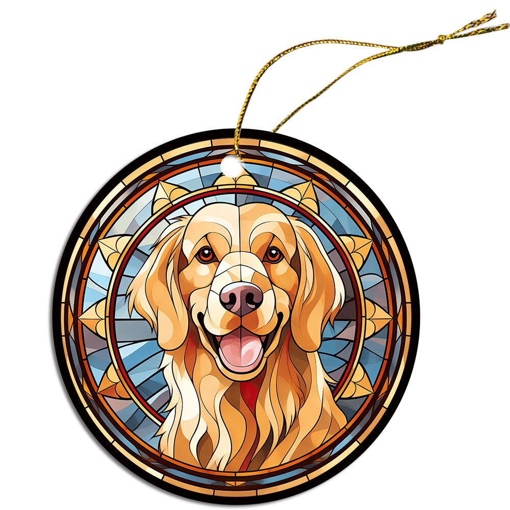 Dog Breed Christmas Ornament Stained Glass Style, 