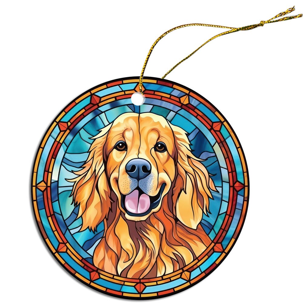 Dog Breed Christmas Ornament Stained Glass Style, 