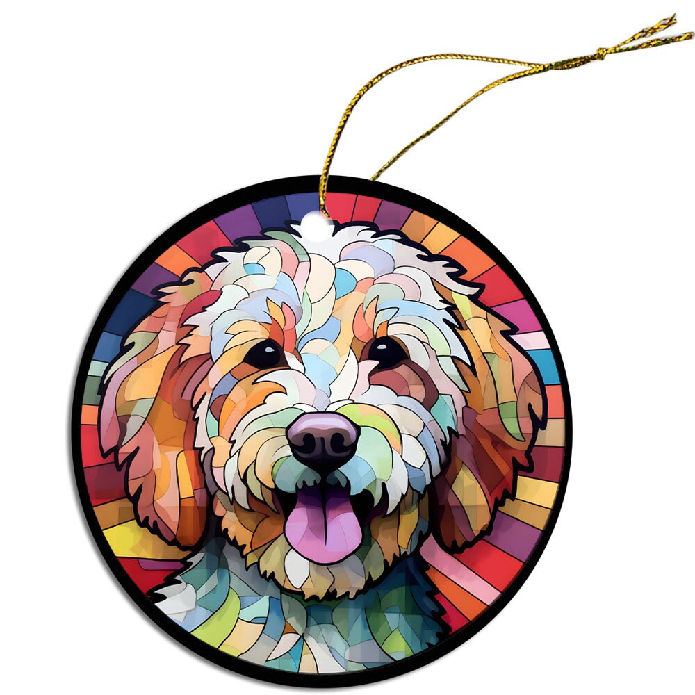 Dog Breed Christmas Ornament Stained Glass Style, 